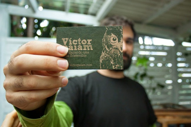 Tarjetas de visita en contacto con la naturaleza