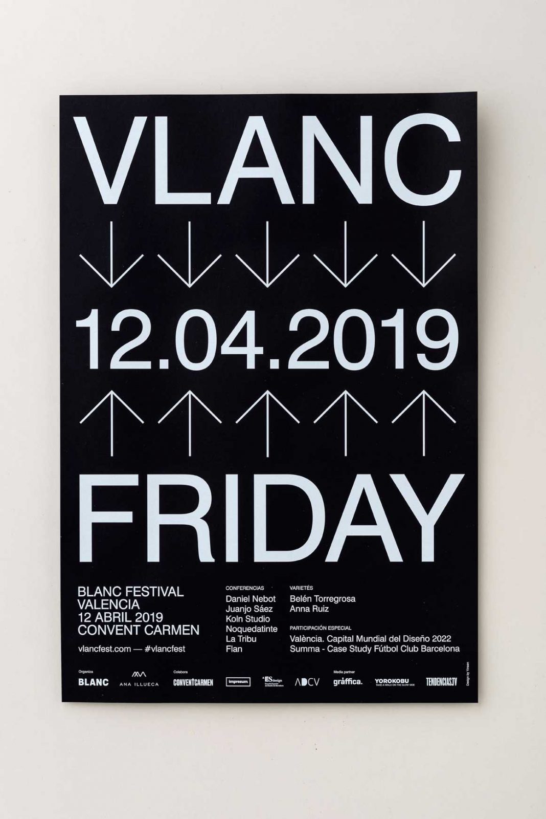 tinta White sobre negro en el póster del festival VLANC