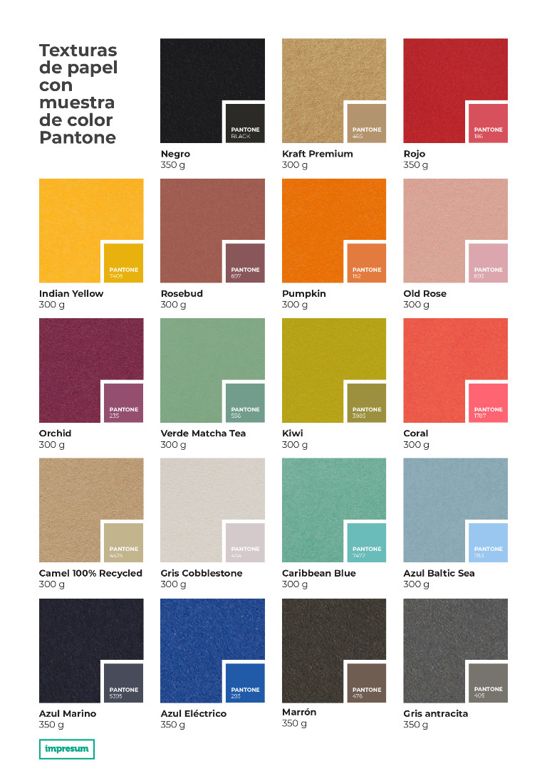 catálogo de colores pantone para papel